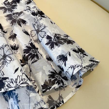 BY16756# 不规则荷叶边半身裙女高腰中长款雪纺裙橡筋腰鱼尾裙荷叶边裙