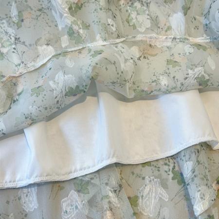 BY16756# 不规则荷叶边半身裙女高腰中长款雪纺裙橡筋腰鱼尾裙荷叶边裙