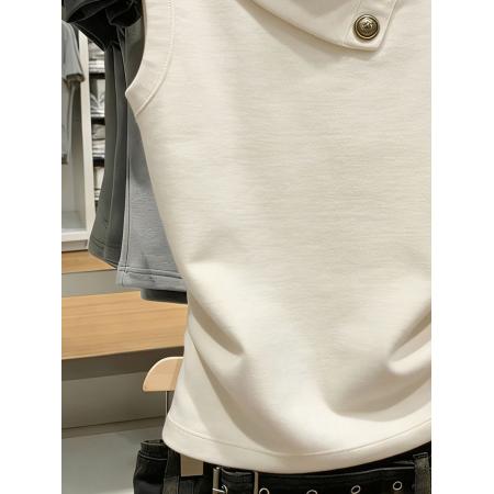 BY16771# 深圳南油女装高领无袖背心女夏季新款收腰显瘦百搭灰杏色上衣