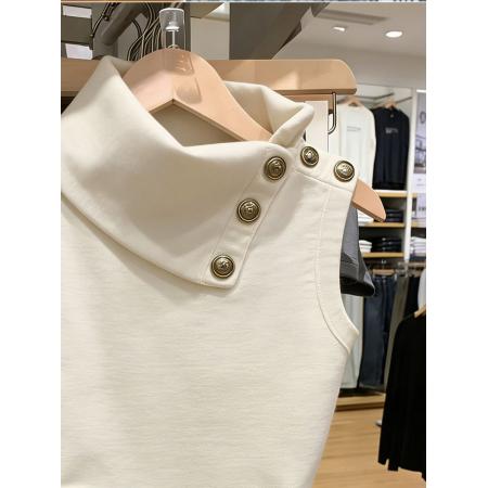 BY16771# 深圳南油女装高领无袖背心女夏季新款收腰显瘦百搭灰杏色上衣