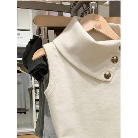 BY16771# 深圳南油女装高领无袖背心女夏季新款收腰显瘦百搭灰杏色上衣