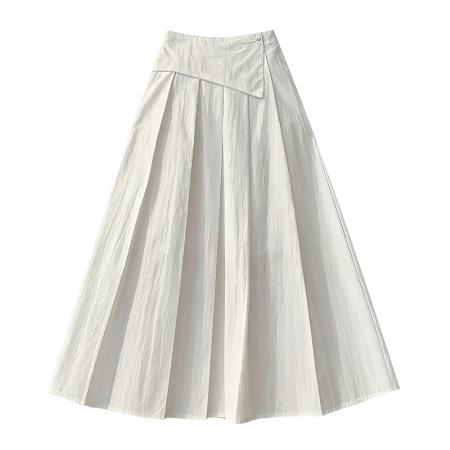 BY16789# 夏韩式腰部收腰遮胯显瘦垂感a字半身长裙大摆伞裙百褶裙