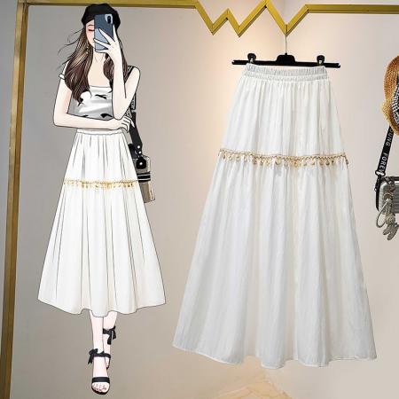 BY16795# 6195链条贝壳半身裙夏季新款设计感韩版百搭长