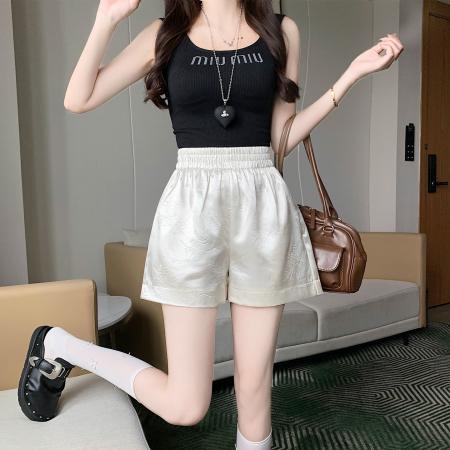 BY16801# 高级醋酸锻面亲肤面料百搭高腰短裤阔腿裤