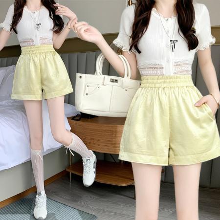 BY16801# 高级醋酸锻面亲肤面料百搭高腰短裤阔腿裤