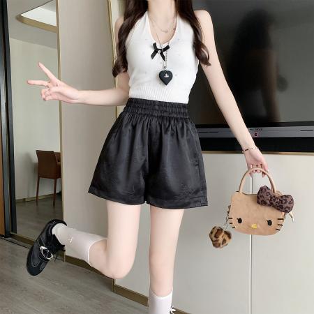 BY16801# 高级醋酸锻面亲肤面料百搭高腰短裤阔腿裤