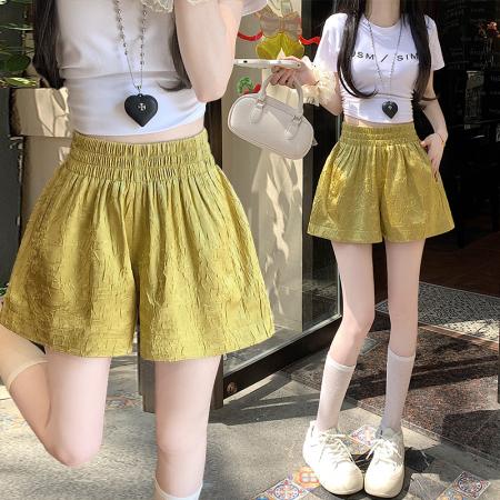 BY16806# 高级醋酸锻面亲肤面料百搭高腰短裤阔腿裤