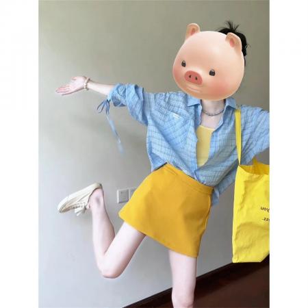 春夏新款衬衫吊带半裙3件套女