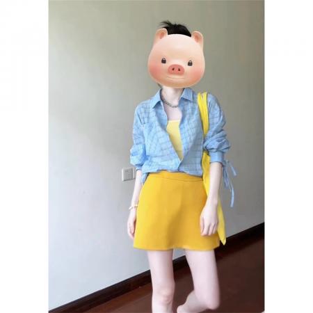春夏新款衬衫吊带半裙3件套女