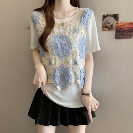 大码胖MM新款多巴胺设计感蓝色...