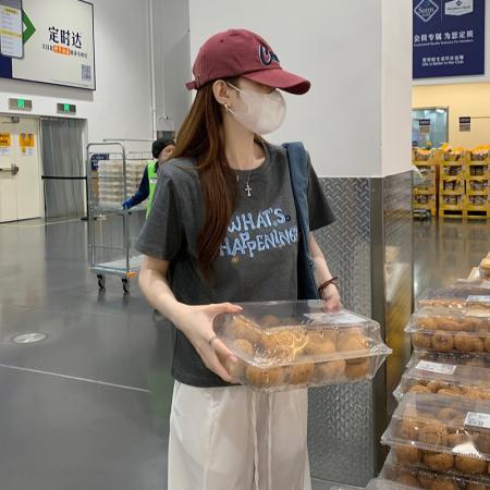 纯棉螺纹短袖t恤女装夏修身新款刺绣花圆领上衣