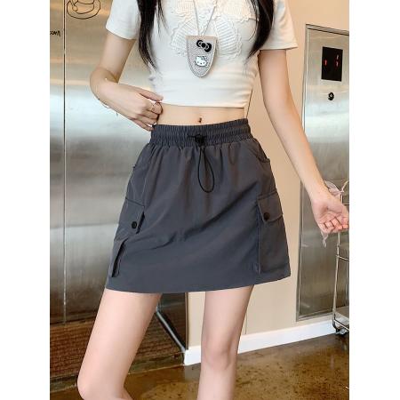 立体腰工装半身裙女夏季高腰a字阔腿显瘦美式速干短裙裤