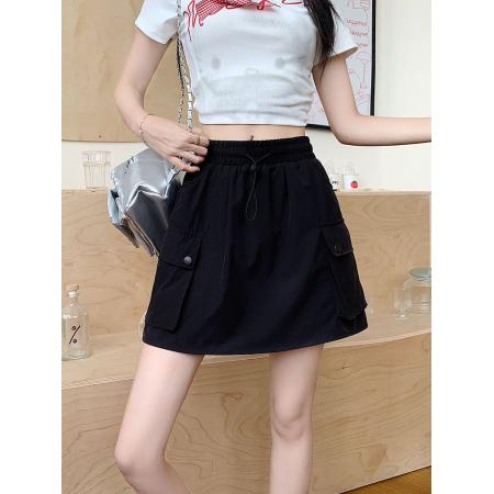 立体腰工装半身裙女夏季高腰a字阔腿显瘦美式速干短裙裤