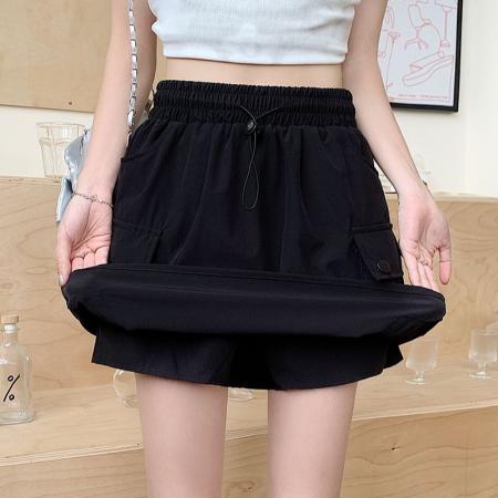 立体腰工装半身裙女夏季高腰a字阔腿显瘦美式速干短裙裤