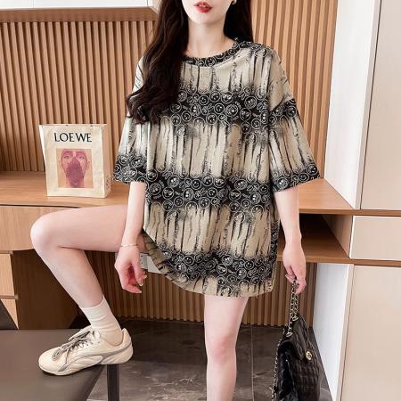 破洞T恤新款韩版ins宽松时尚大码短袖女装小众上衣潮