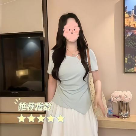 精棉夏季新款不规则设计收腰显瘦上衣