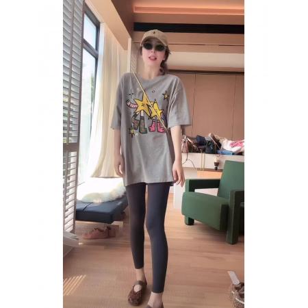 纯棉-棉春夏装短袖T恤女韩版印花