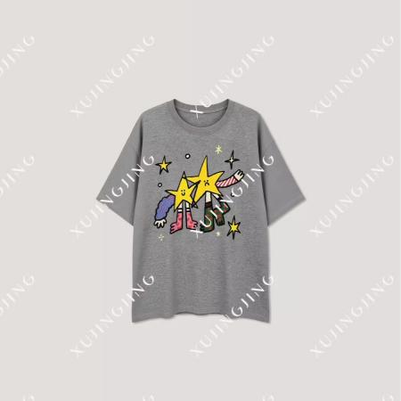 纯棉-棉春夏装短袖T恤女韩版印花