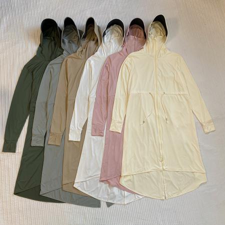 大码长款轻薄冰感防晒衣高质量带抽绳不规则防晒裙防护速干衣