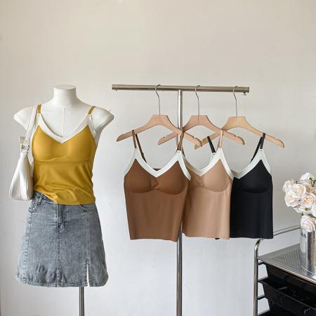 大码冰丝打底内衣多巴胺纯欲风美背内搭吊带衫外穿无袖露肩衫