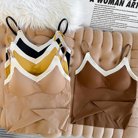 大码冰丝打底内衣多巴胺纯欲风美背内搭吊带衫外穿无袖露肩衫