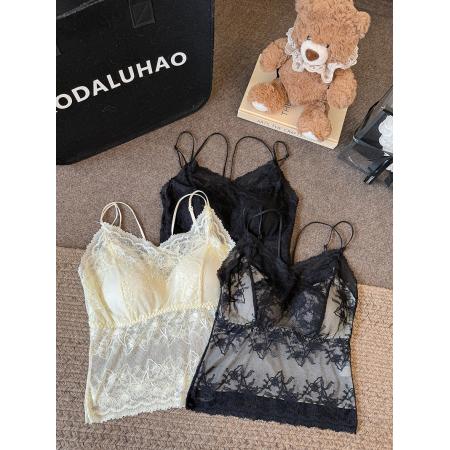 大码性感蕾丝内衣内搭吊带打底衫外穿美背无袖露肩款吊带上衣