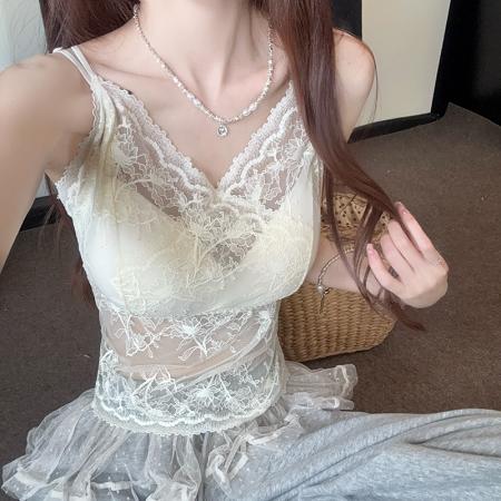 大码性感蕾丝内衣内搭吊带打底衫外穿美背无袖露肩款吊带上衣