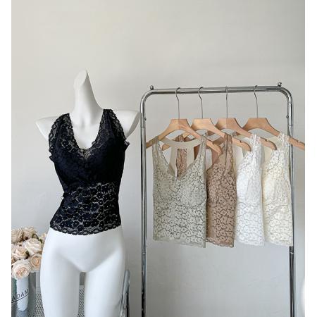 加肥加大码网红蕾丝美背复古风不跑杯聚拢内衣长款打底吊带衫