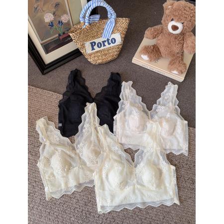 大码法式蕾丝美背叠穿神器兔耳朵杯垫免文胸内衣打底吊带背心