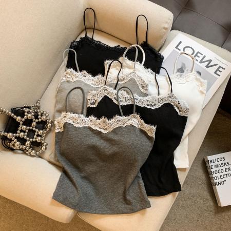 纯欲学院风蕾丝边吊带背心内搭吊带打底衫外穿无袖露肩女上衣