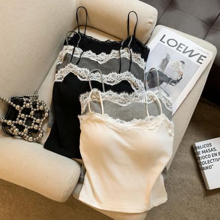 纯欲学院风蕾丝边吊带背心内搭吊带打底衫外穿无袖露肩女上衣