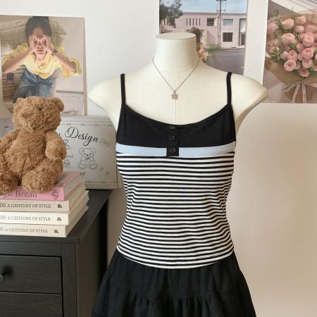 纯欲风棉吊带背心学院风美背内搭吊带打底衫外穿无袖露肩上衣