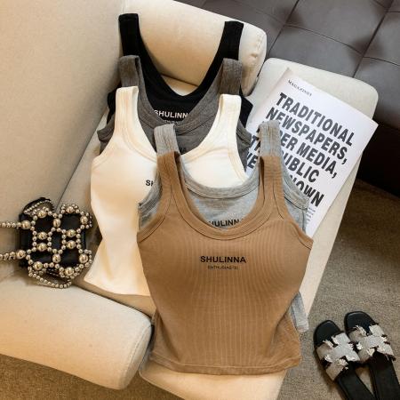 大码微胖纯欲短款美背内衣内搭吊带打底外穿无袖露肩宽肩上衣