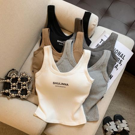 大码微胖纯欲短款美背内衣内搭吊带打底外穿无袖露肩宽肩上衣