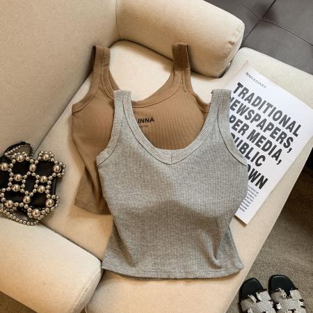 大码微胖纯欲短款美背内衣内搭吊带打底外穿无袖露肩宽肩上衣