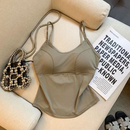 大码冰丝打底吊带内衣多巴胺纯欲风美背外穿英文带内搭吊带衫