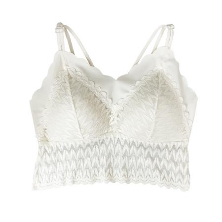 大码法式蕾丝美背吊带背心女内搭乳胶杯内衣女新款可外穿打底上衣