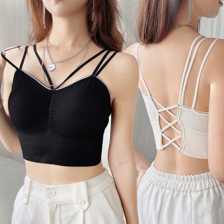 运动大码吊带背心女胖MM内搭打底外穿美背一体带胸垫抹胸