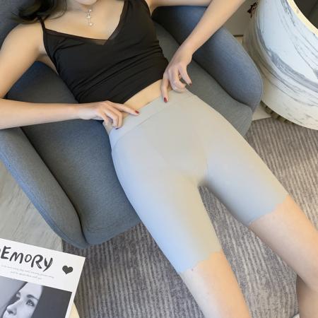 高腰冰丝无痕防走光安全裤波浪加大码女装糖果色三分短裤女