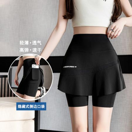 假两件短裙裤夏口袋加裆半身裙女高腰外穿大码速干运动瑜伽裤