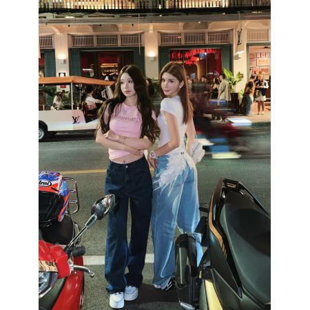 BY16930# 棉韩版字母烫钻修身圆领T恤短袖女士夏季新款收腰显瘦上衣  服裝批發女裝批發服飾貨源