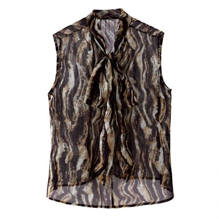 BY16999# 夏季新款系带背心女气质印花无袖百搭上衣  服裝批發女裝批發服飾貨源