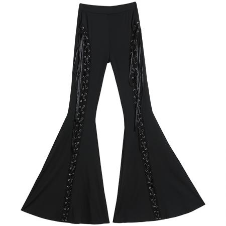 BY17001# 夏季新款韩版高腰显瘦垂感拖地加长大喇叭裤休闲长裤  服裝批發女裝批發服飾貨源