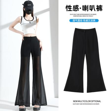 BY17004# 夏季新款韩版高腰显瘦垂感喇叭裤OL职业西装裤长裤女  服裝批發女裝批發服飾貨源