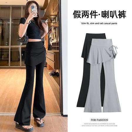 BY17010# 夏季新款韩版高腰显瘦垂感喇叭裤屁帘瑜伽裤喇叭裤  服裝批發女裝批發服飾貨源