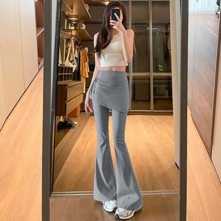 BY17010# 夏季新款韩版高腰显瘦垂感喇叭裤屁帘瑜伽裤喇叭裤  服裝批發女裝批發服飾貨源