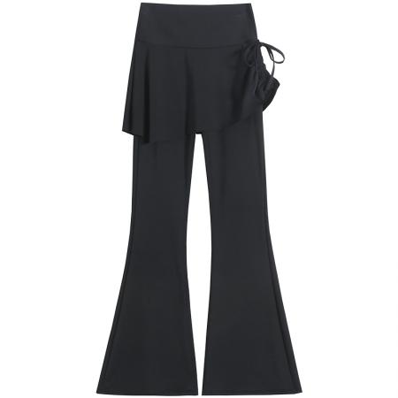 BY17010# 夏季新款韩版高腰显瘦垂感喇叭裤屁帘瑜伽裤喇叭裤  服裝批發女裝批發服飾貨源