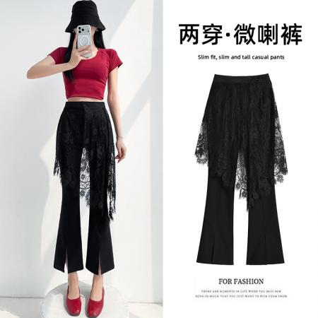 BY17011# 夏季新款韩版高腰显瘦垂感喇叭裤屁帘喇叭裤长裤女  服裝批發女裝批發服飾貨源