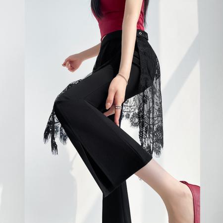 BY17011# 夏季新款韩版高腰显瘦垂感喇叭裤屁帘喇叭裤长裤女  服裝批發女裝批發服飾貨源