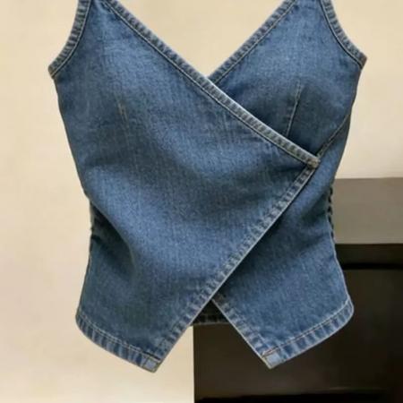 BY17024# 小个子牛仔吊带背心无袖显瘦外穿上衣气质爆款薄款高级感打底衫  服裝批發女裝批發服飾貨源